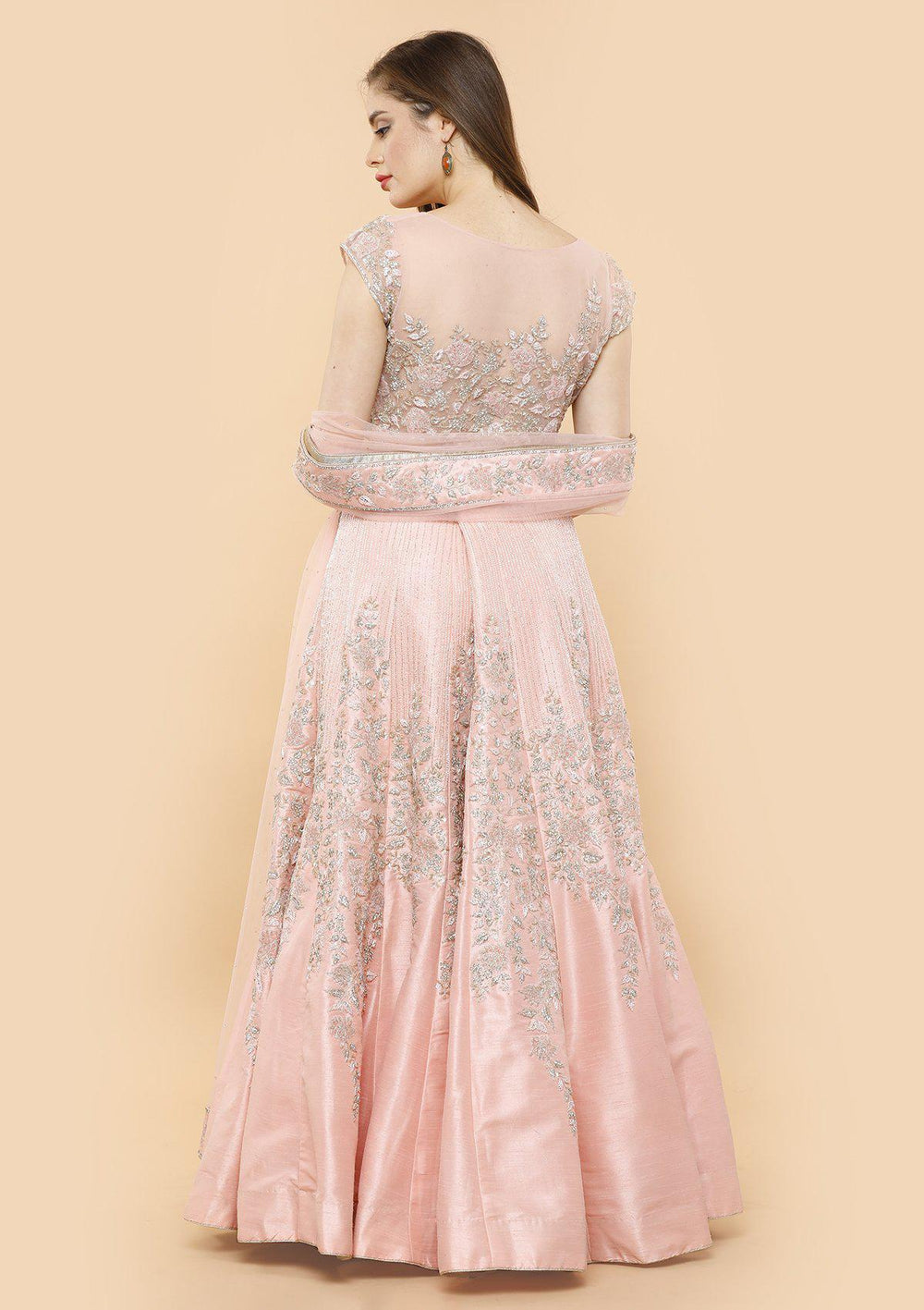 koskii baby pink raw silk bridal lehenga-Koskii