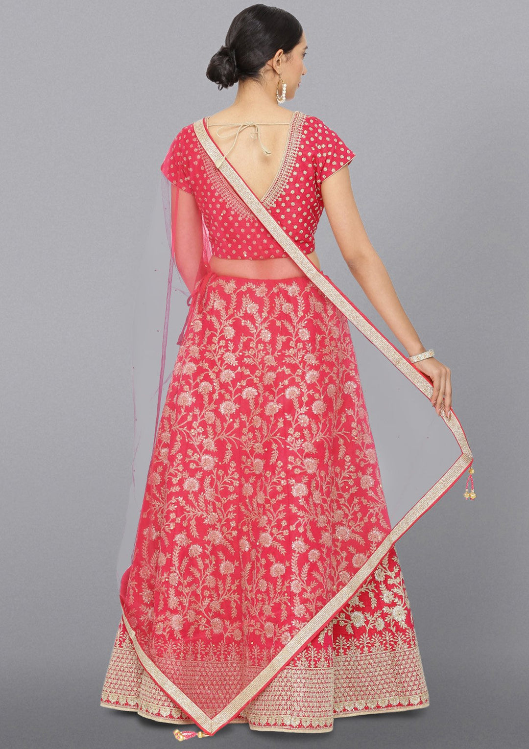 Rani Pink Zariwork Rawsilk Designer Lehenga-Koskii