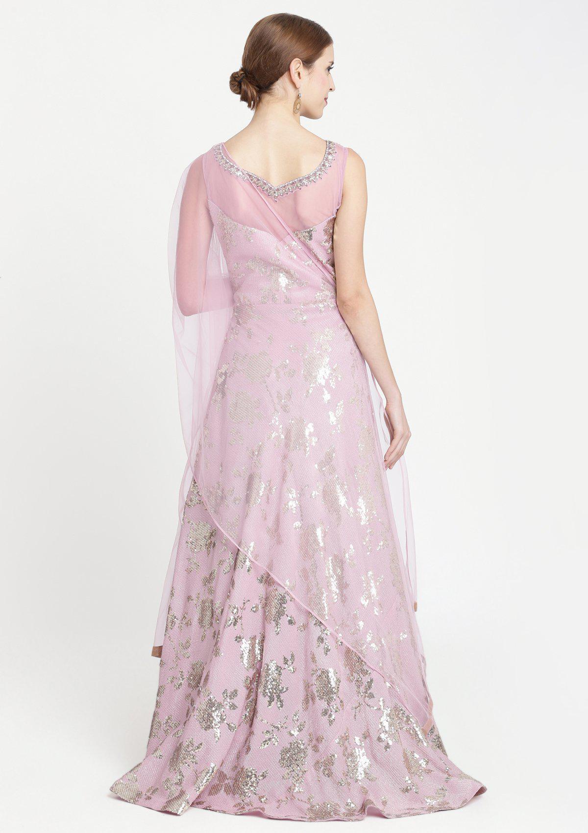Lavender Sequins Georgette Designer Gown-Koskii