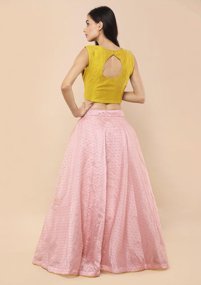 Pink Zardozi Work Silk Designer Lehenga-Koskii