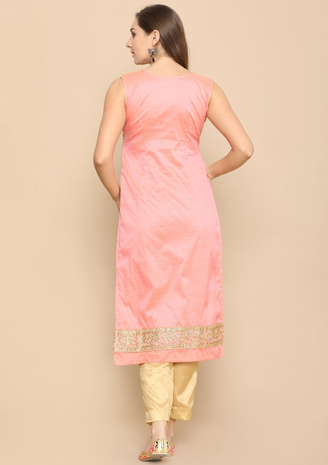Pink and gold designer salwar suit-Koskii