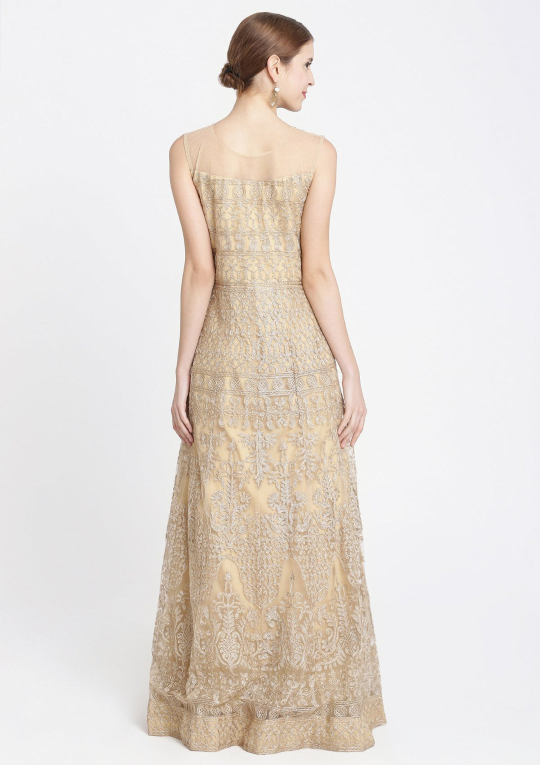 Gold Cutdana Net Designer Gown-Koskii