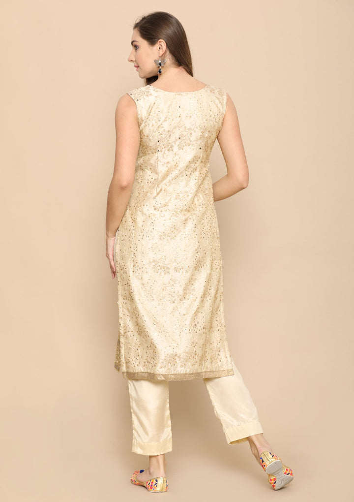 Cream Thread Work Designer Salwar Suit-Koskii