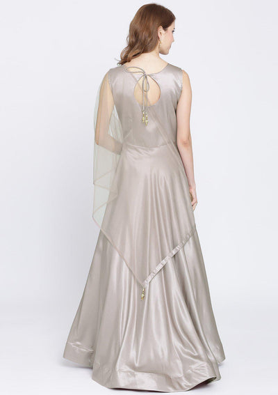 Lavender Swarovski Taffeta Silk Designer Gown-Koskii