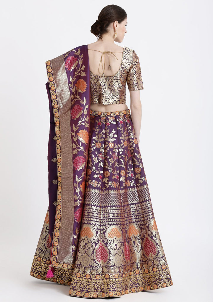 Navy Blue Gotapatti Banarasi Designer Lehenga-Koskii