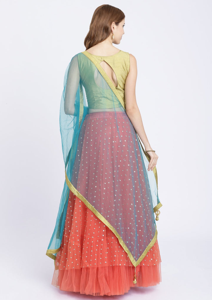 Pink Stonework Net Designer Lehenga-Koskii