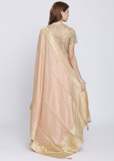 Pink Zariwork Art Silk Designer Gown-Koskii