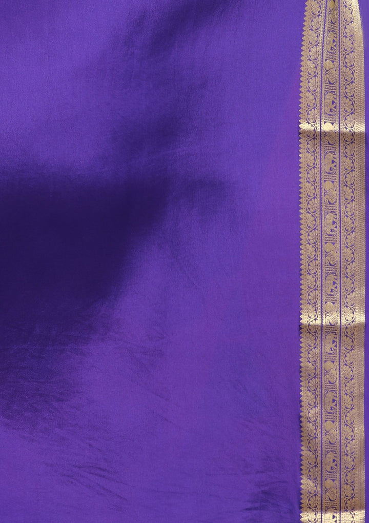 Magenta and Blue Contrast Handmade Saree-Koskii