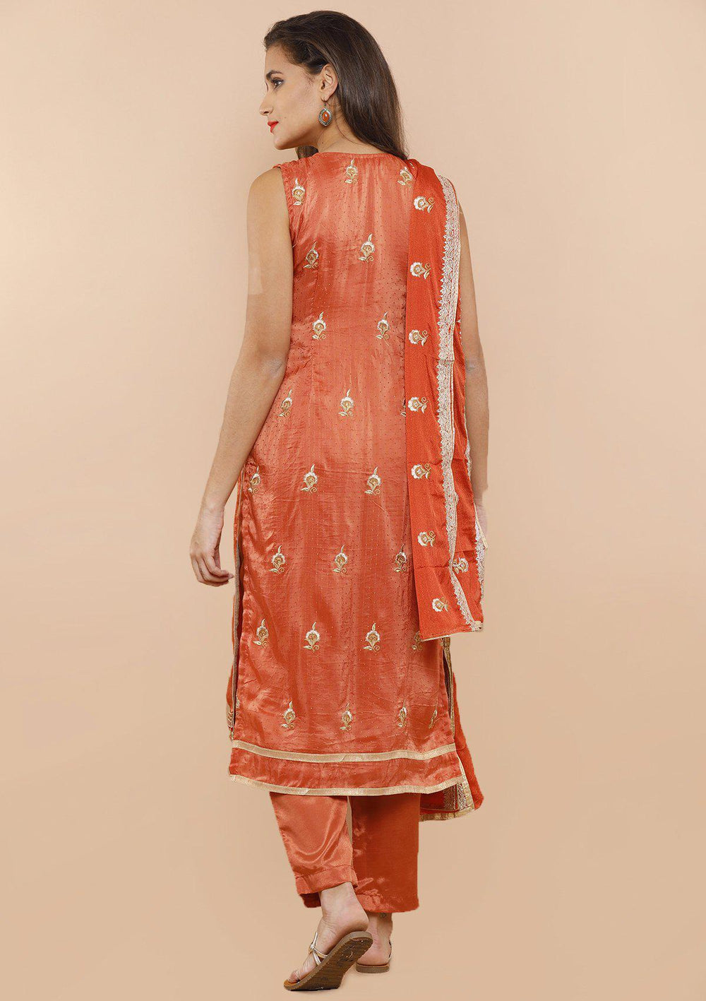 Orange Stone Work Designer Salwar Suit-Koskii