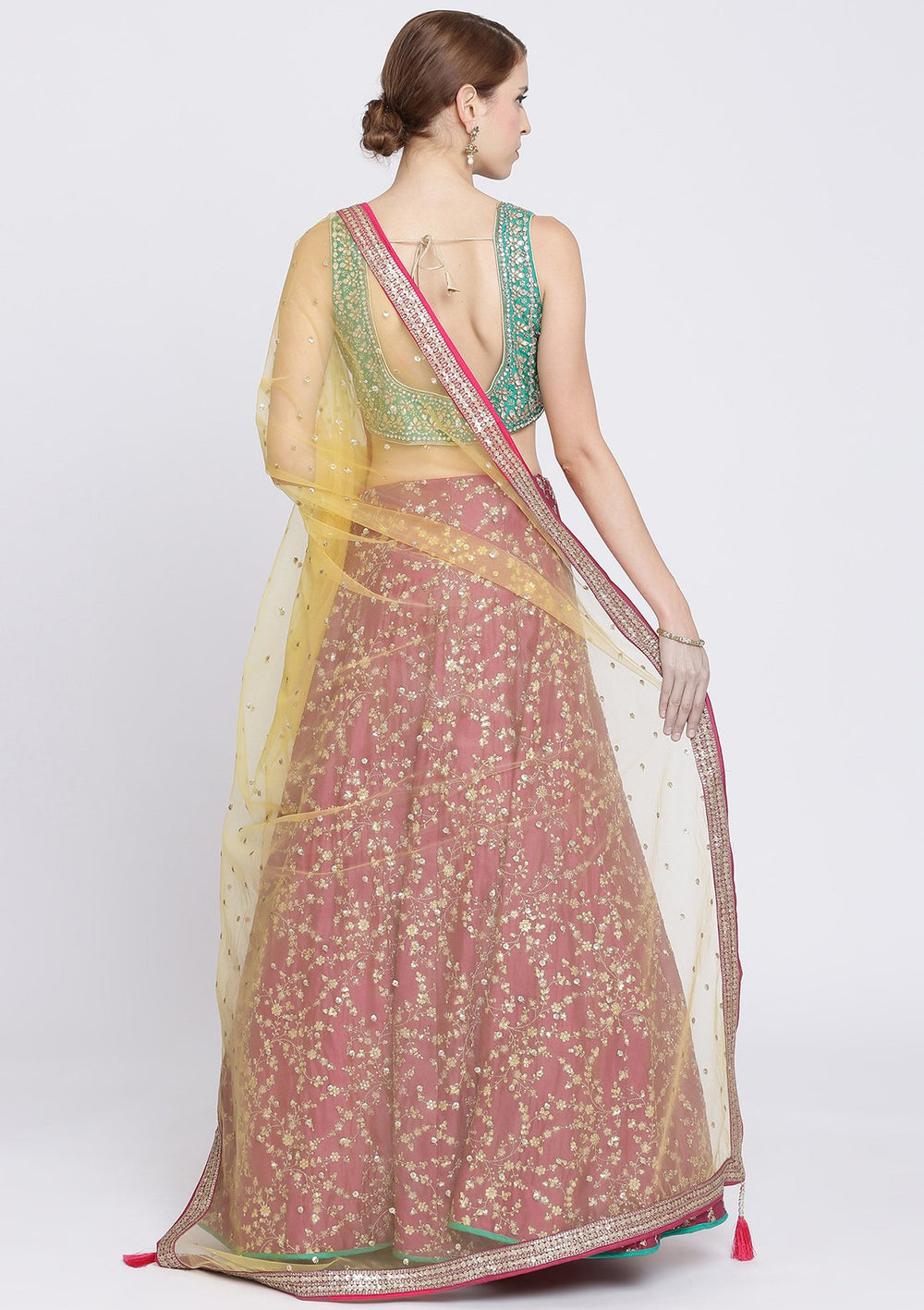 Rani Pink Sequins Net Designer Lehenga-Koskii