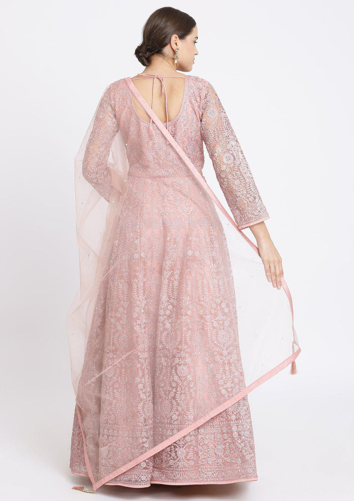 Mauve Zariwork Net Designer Lehenga-Koskii