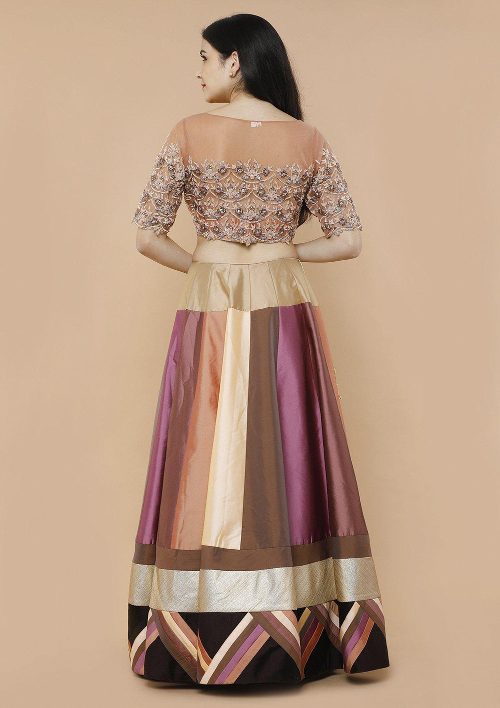 Colorpop Embellished Silk Designer Lehenga-Koskii