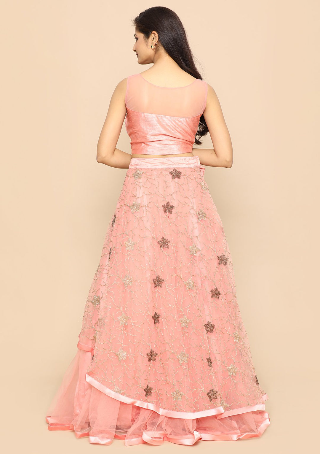 Pink Cutdana Net Designer Lehenga-Koskii