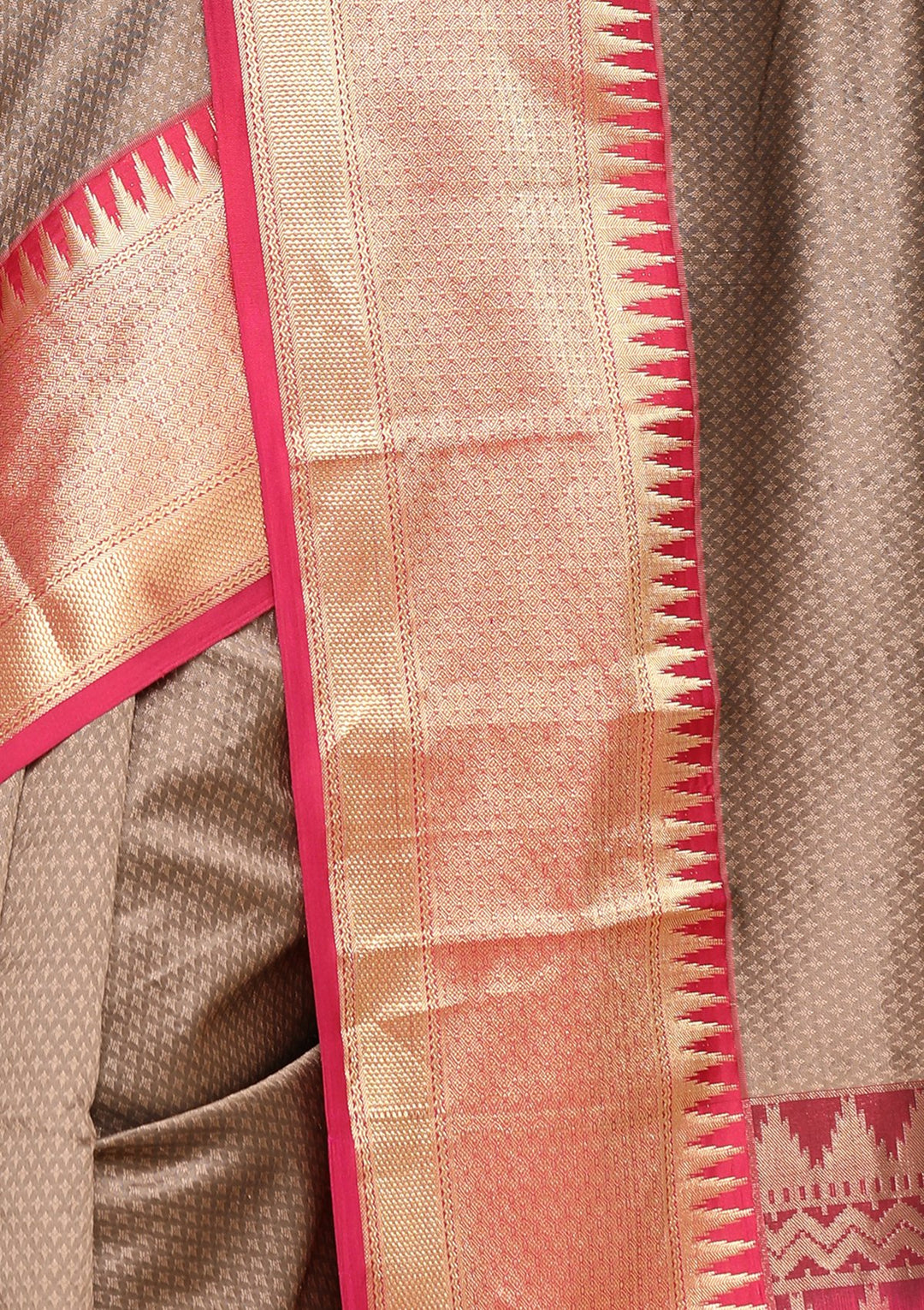 Brown Contrast Border Handmade Saree-Koskii