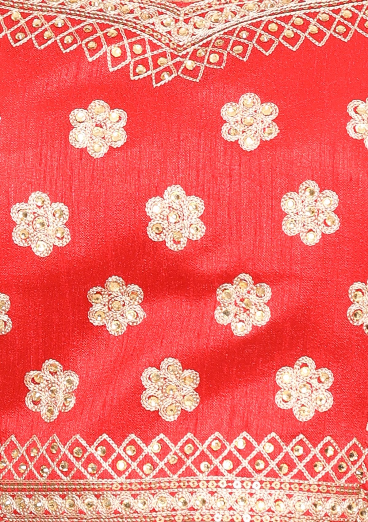 Red Thread Work Georgette Designer Saree-Koskii