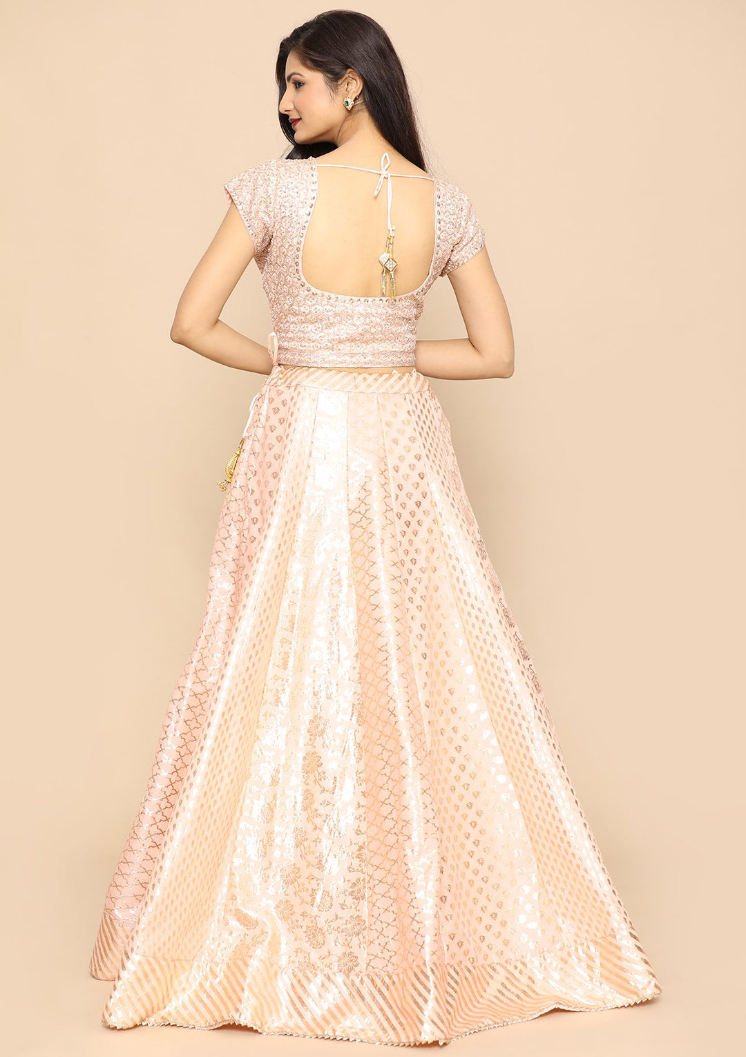 Pink Banarasi Silk Designer Lehenga-Koskii