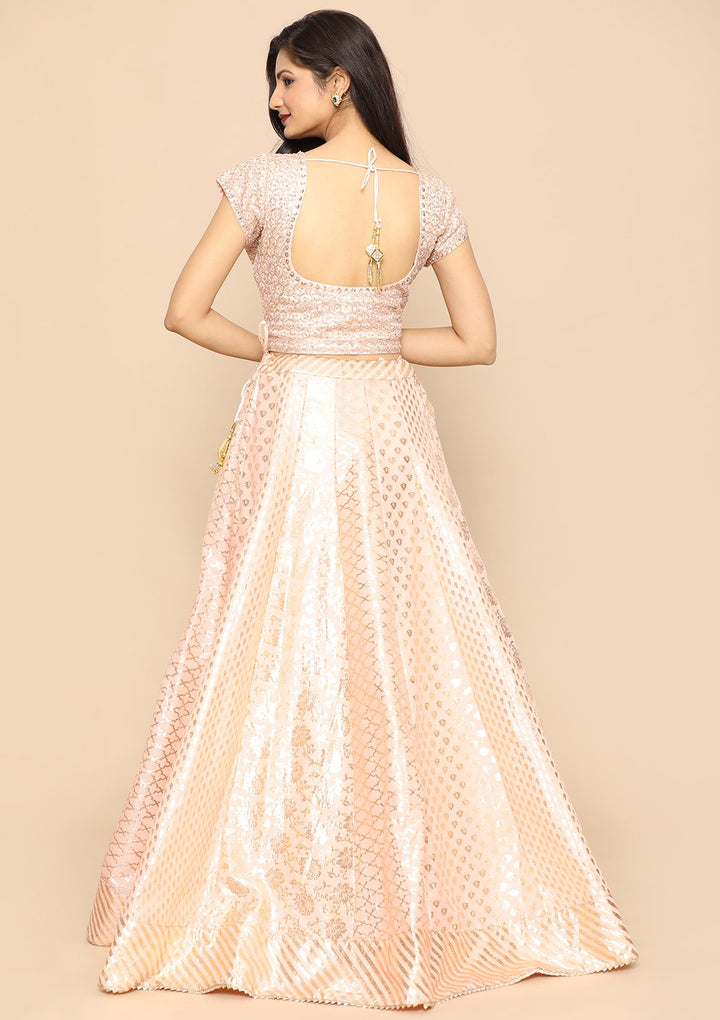 Pink Banarasi Silk Designer Lehenga-Koskii