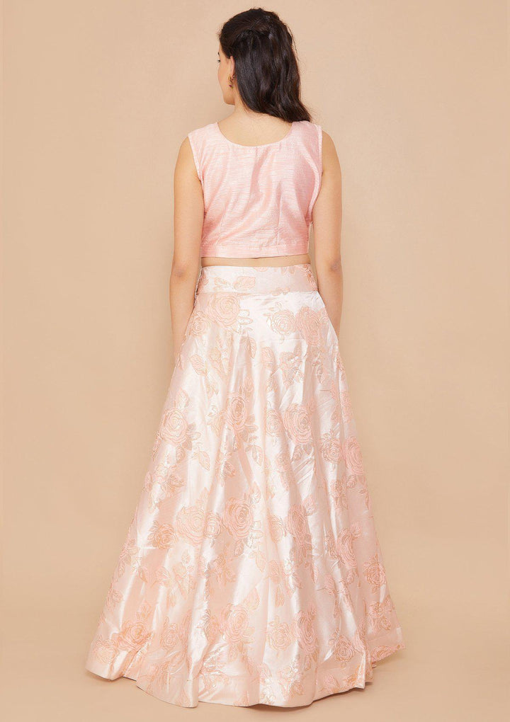 Rose Pink Cutdana Raw-silk Designer Lehenga-Koskii