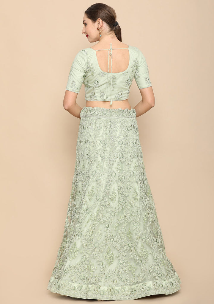 Pista Green Thread Work Designer Lehenga-Koskii