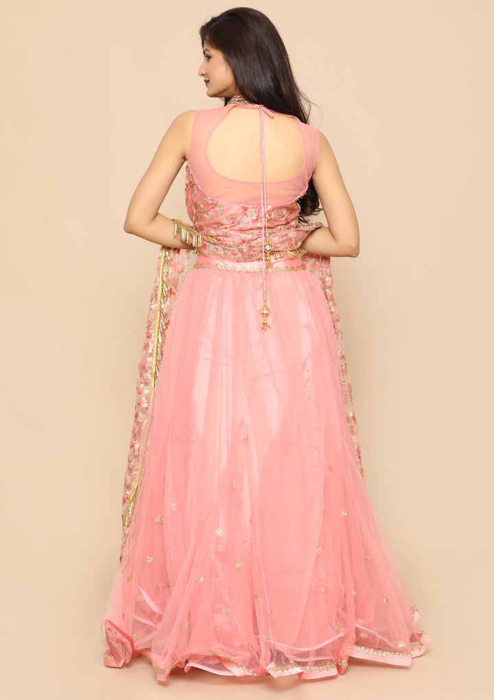 Pink Zari Work Net Designer Lehenga-Koskii