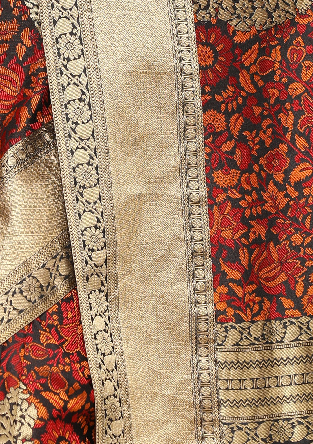 Black and Gold Handmade Saree-Koskii