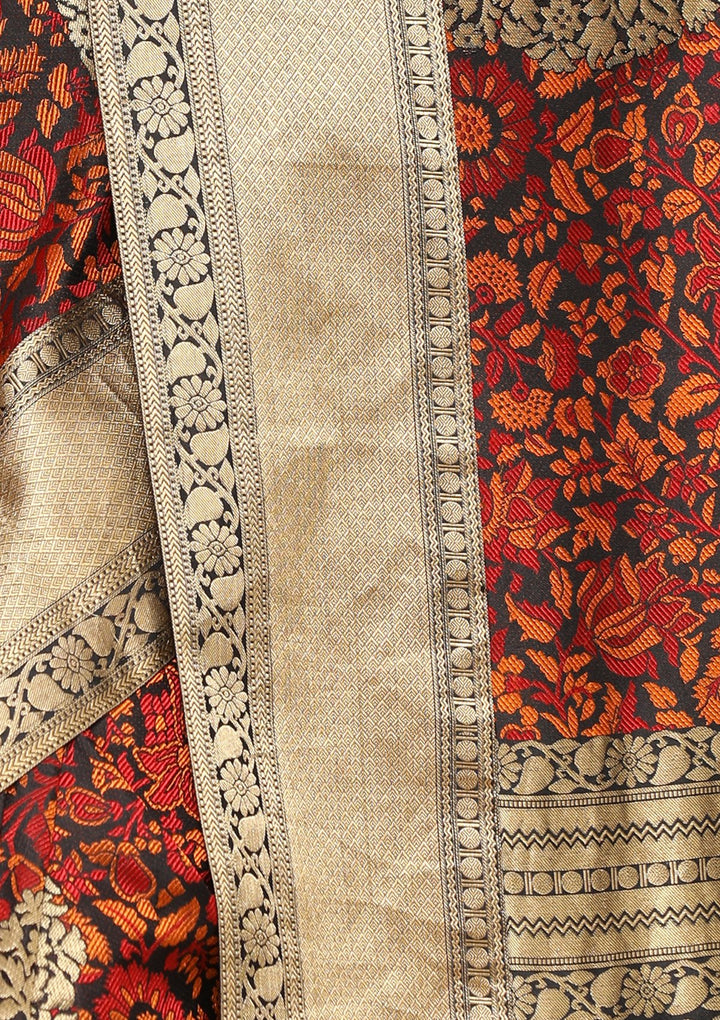Black and Gold Handmade Saree-Koskii