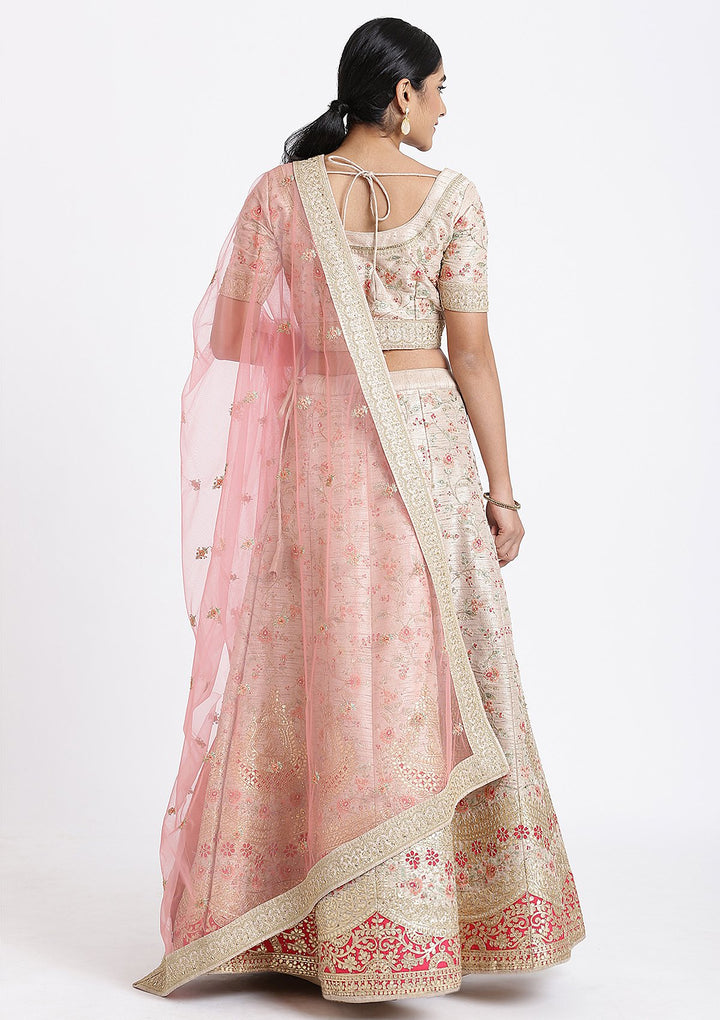 Cream Gota Patti Rawsilk Designer Lehenga-Koskii