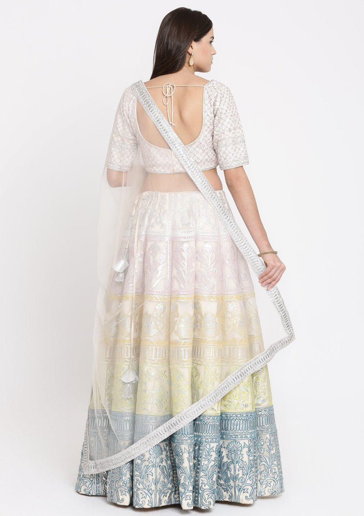 Pastel Tone Gotapatti Net Designer Lehega-Koskii