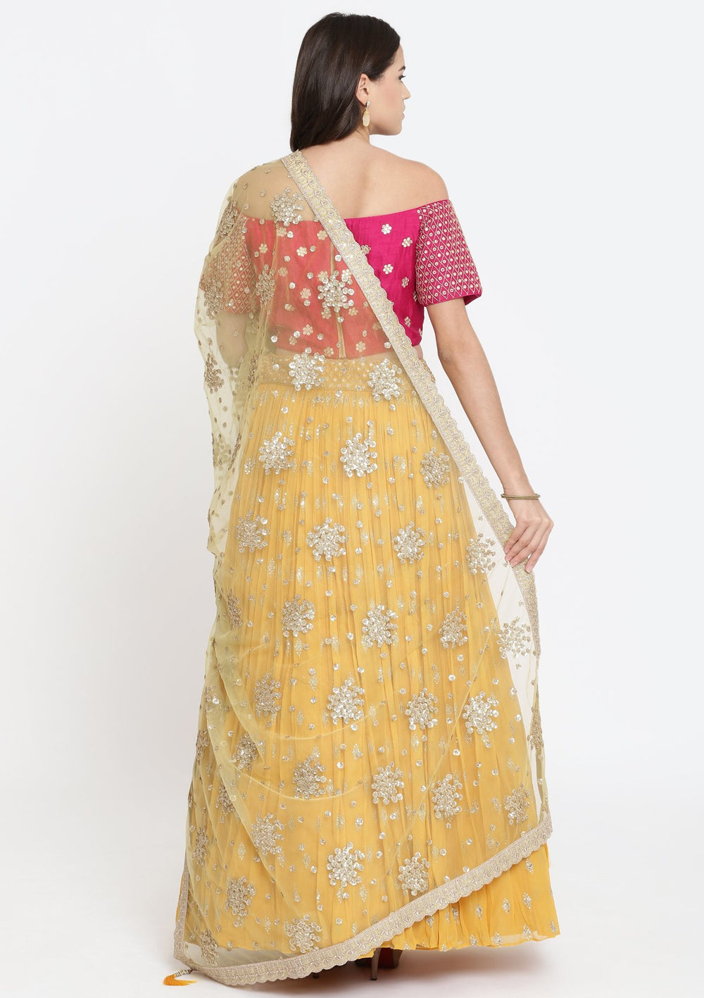 Yellow Cutdana Georgette Designer Lehenga-Koskii
