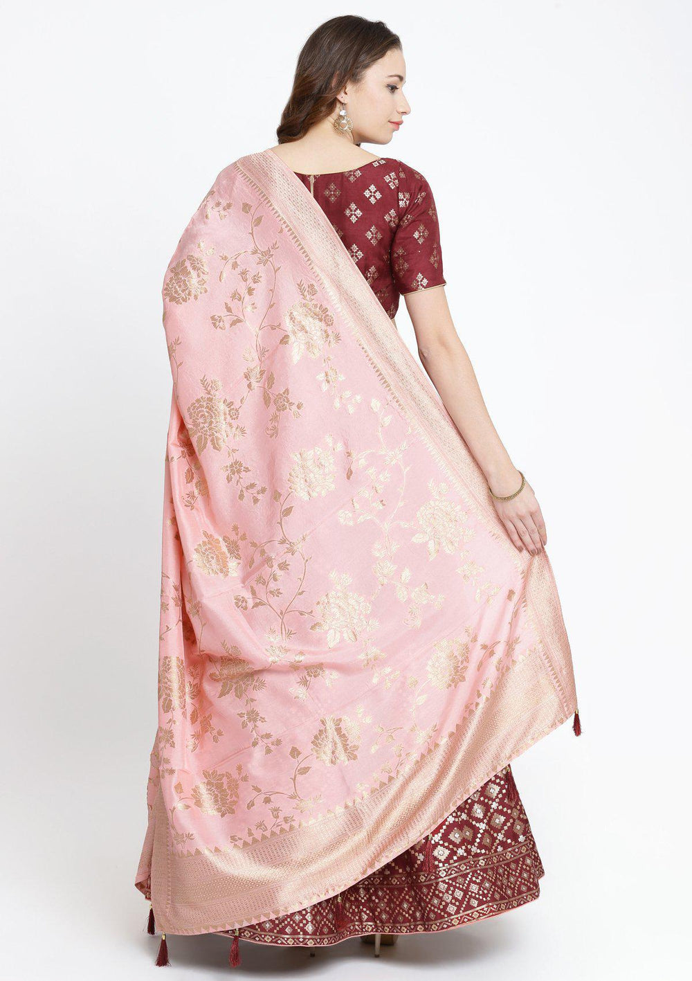 Maroon Zariwork Brocade Designer Lehenga-Koskii