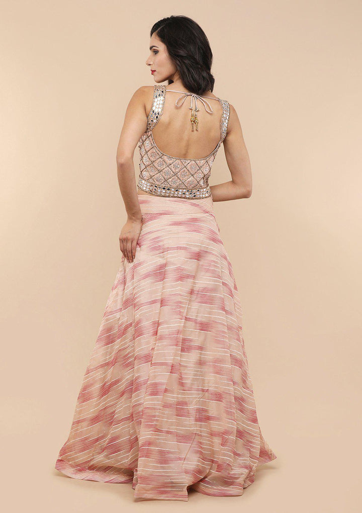 Dusty Rose Tissue Designer Lehenga-Koskii