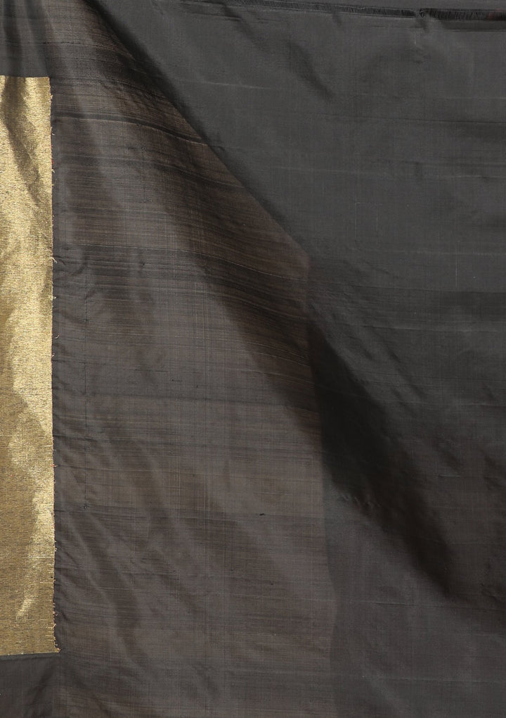 Maroon and Black Handmade Saree-Koskii