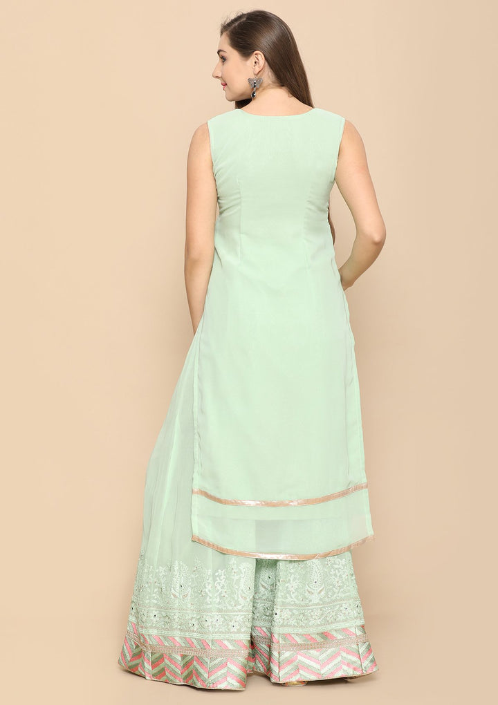 Pista Green Thread Work Designer Salwar Suit-Koskii