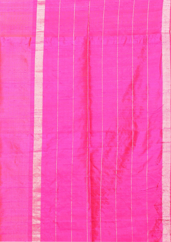 Orange and Magenta Handmade Saree-Koskii