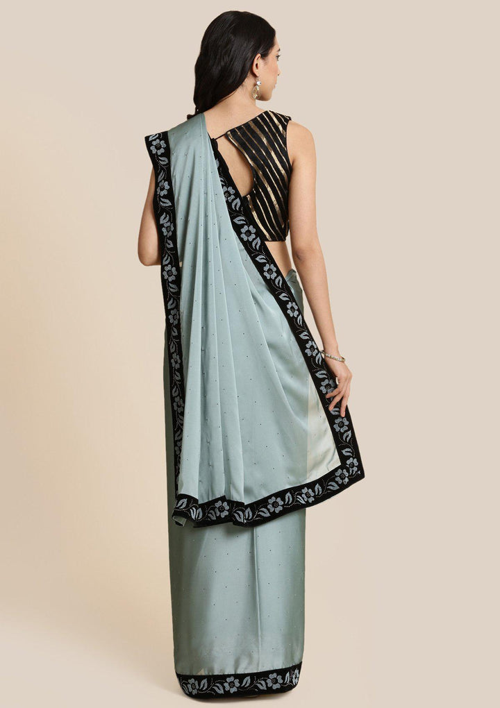 Sea Green Swarovski Georgette Designer Saree-Koskii