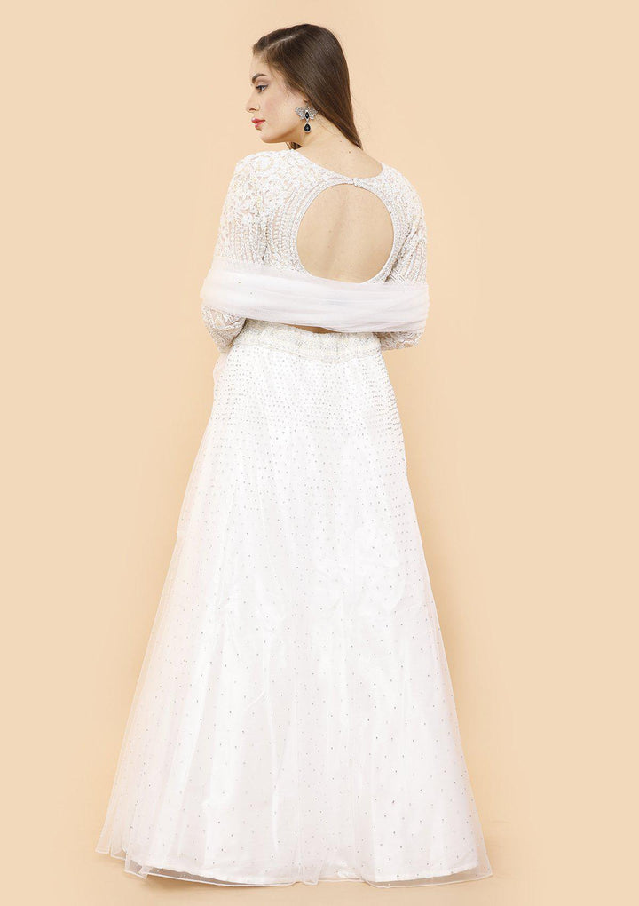 koskii ivory pearl and stone work lehenga-Koskii
