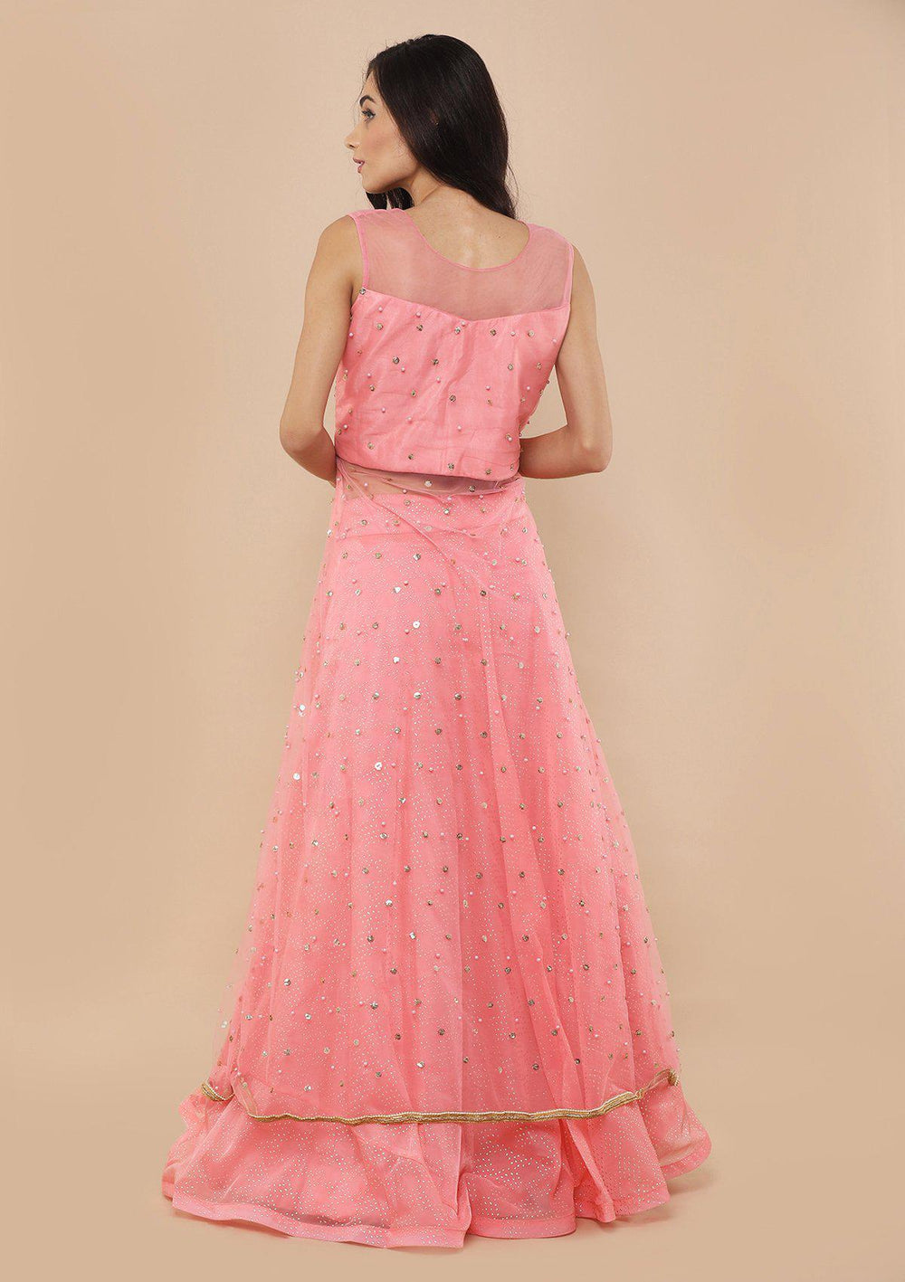 Light Pink Cutdana Work Silk Designer Lehenga-Koskii