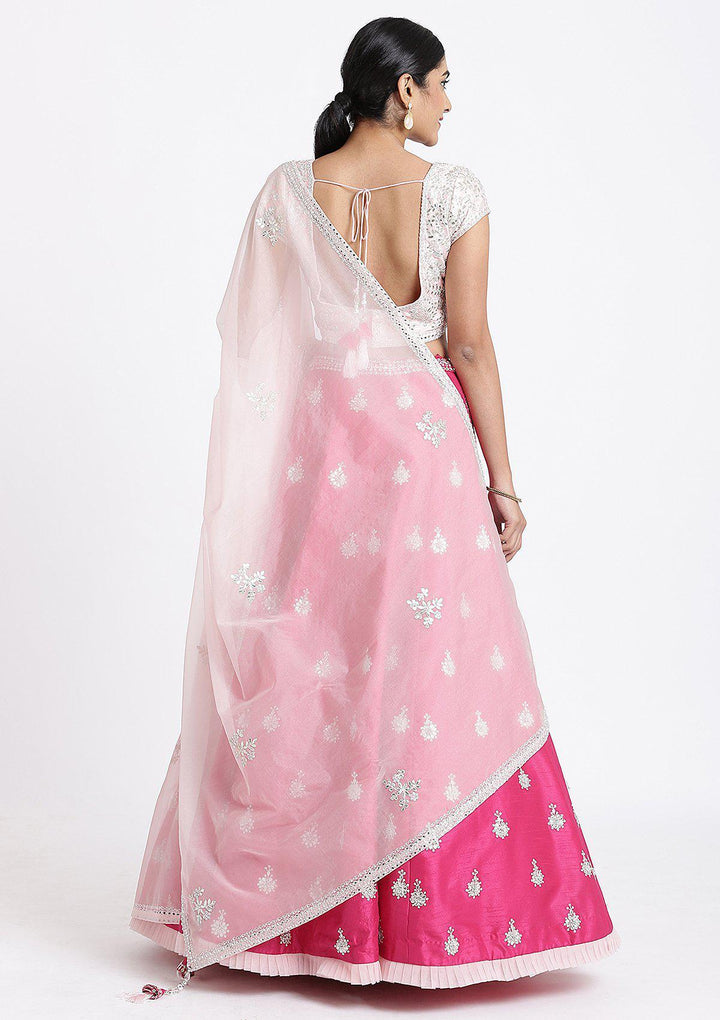 Pink Gota Patti Raw Silk Designer Lehenga-Koskii
