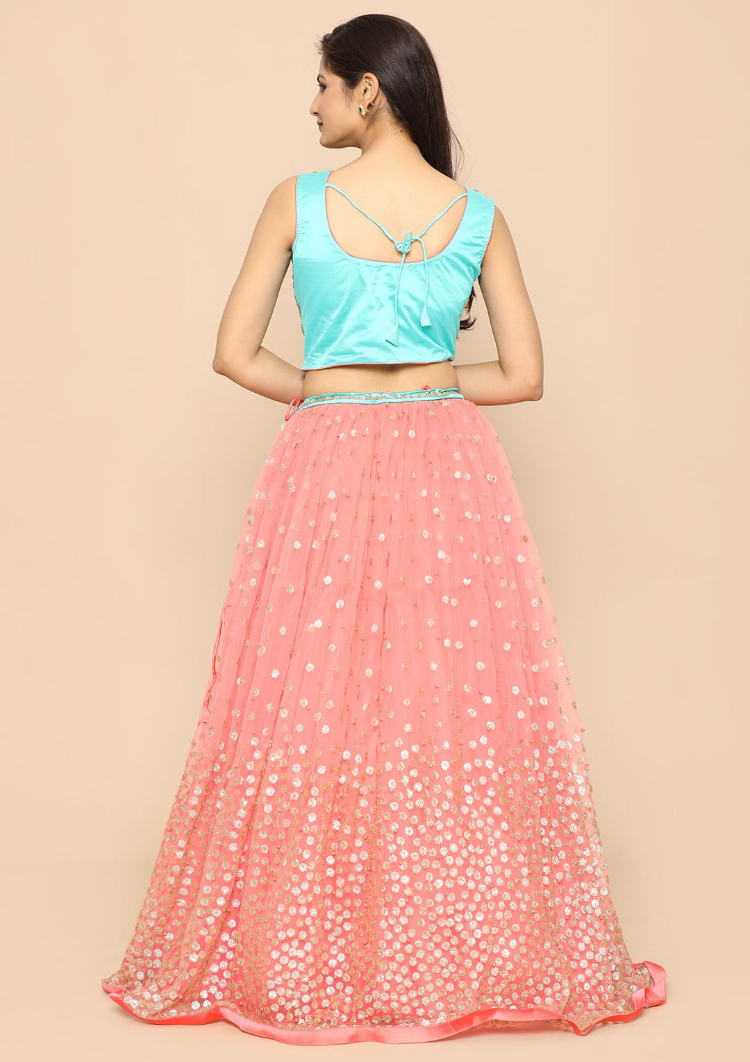 Pink Zardozi Satin Designer Lehenga-Koskii