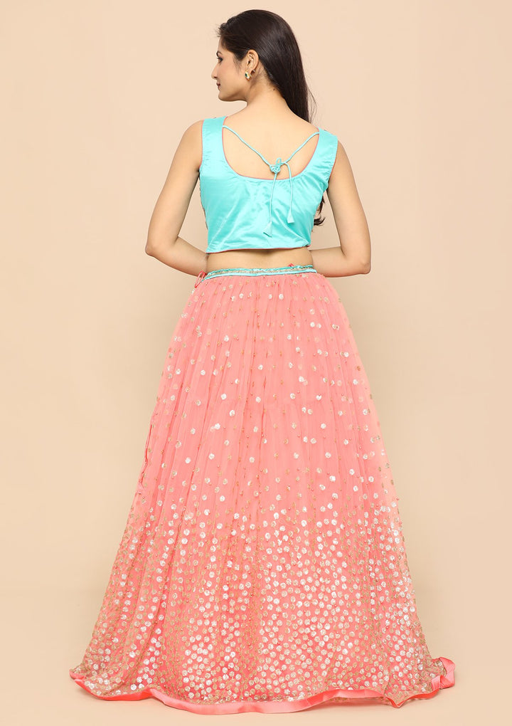 Pink Zardozi Satin Designer Lehenga-Koskii