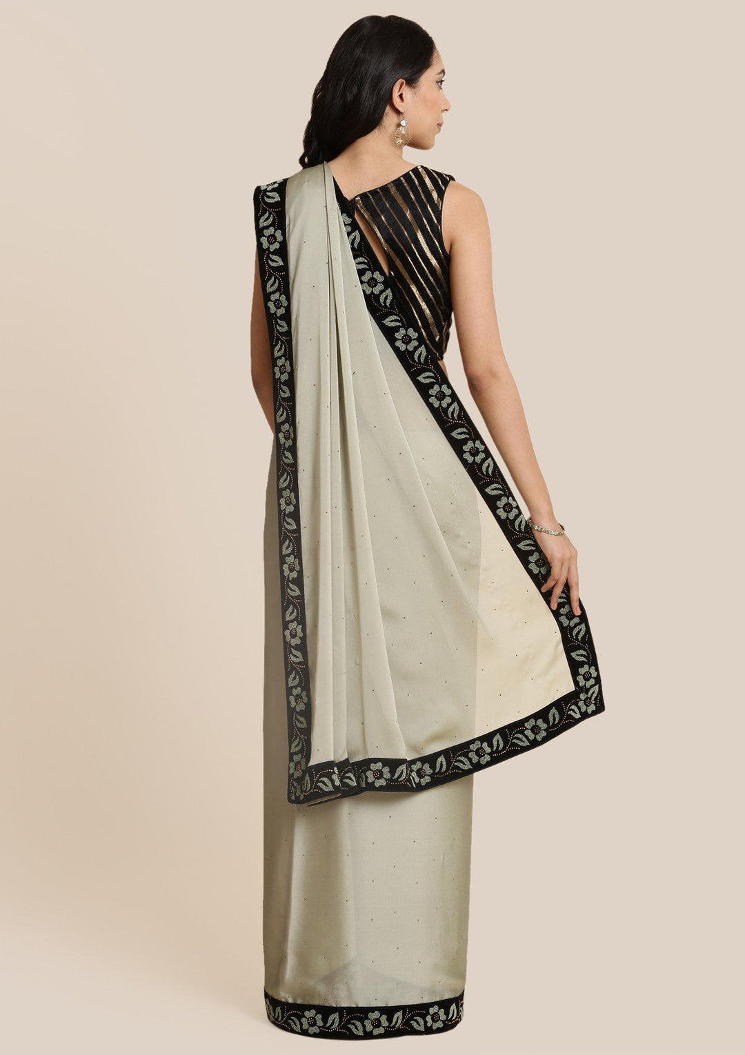 Pista Green Swarovski Georgette Designer Saree-Koskii