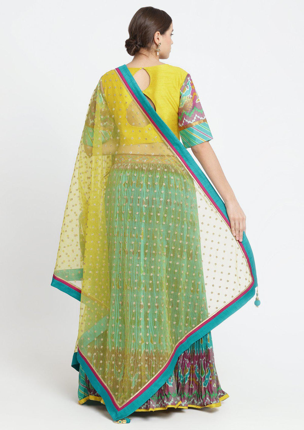 Blue Green Zardosi Rawsilk Designer Lehenga-Koskii