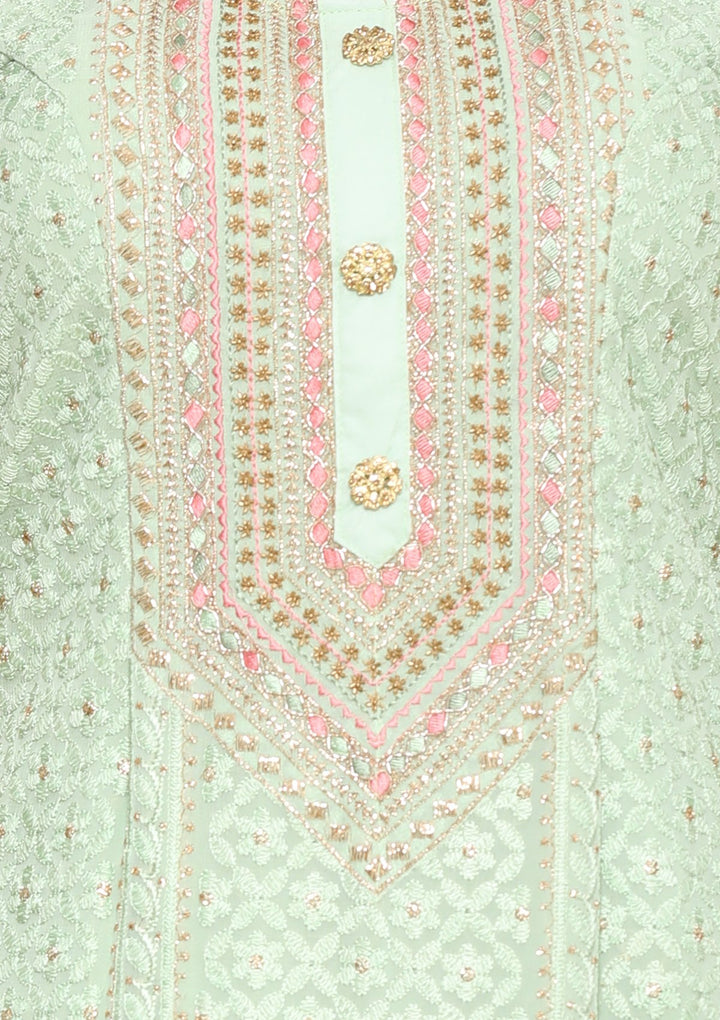 Pista Green Thread Work Designer Salwar Suit-Koskii