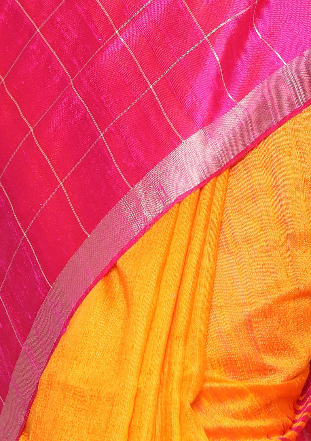 Orange and Magenta Handmade Saree-Koskii