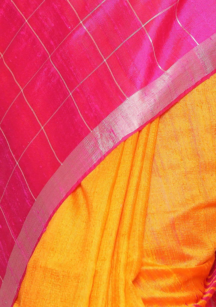 Orange and Magenta Handmade Saree-Koskii