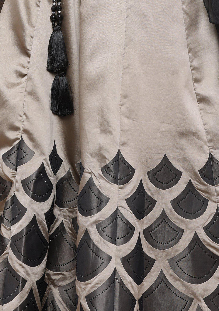 Grey Black Cutdana Silk Designer Lehenga-Koskii