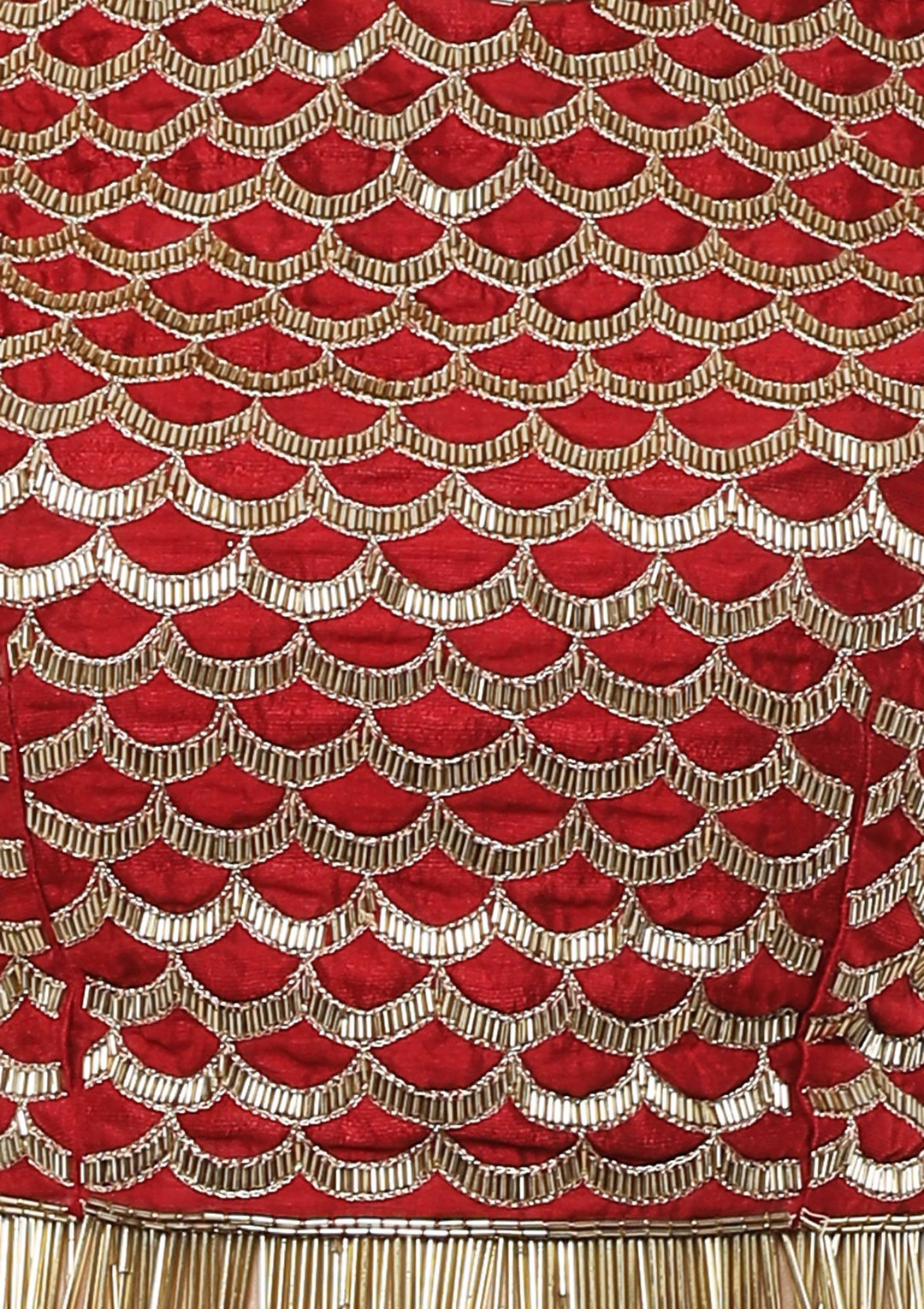 Cherry Red Cutdana Brocade Designer Lehenga-Koskii