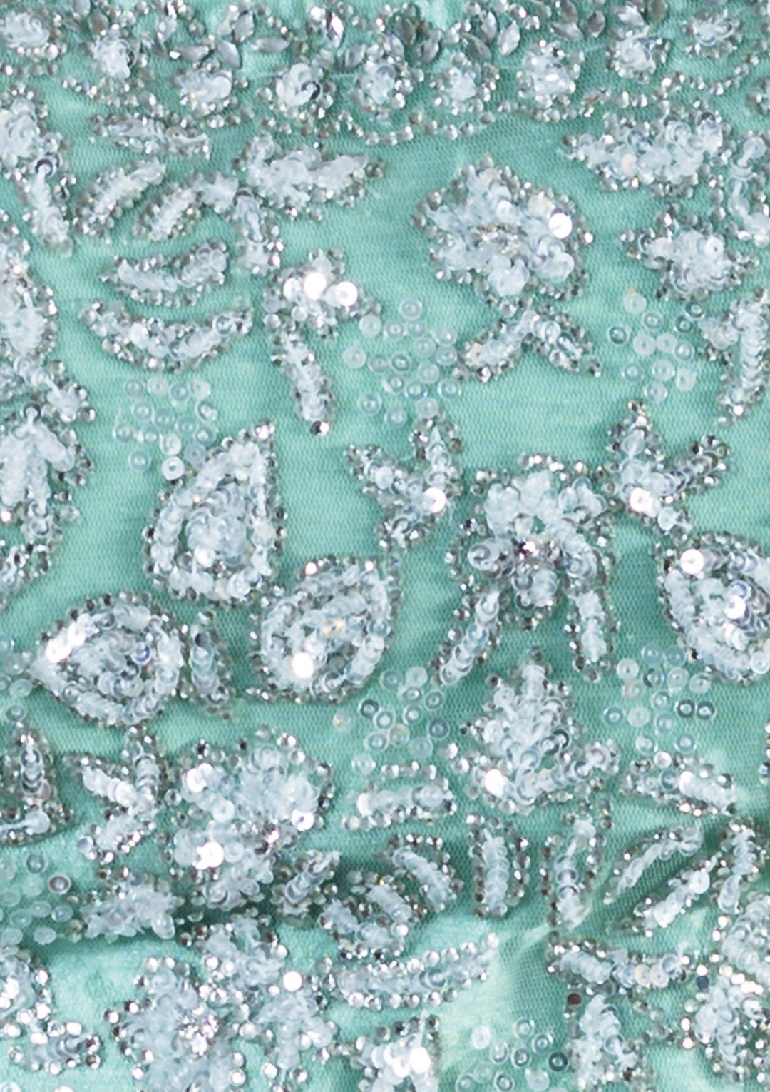 Pista Green Sequinned Net Designer Lehenga-Koskii