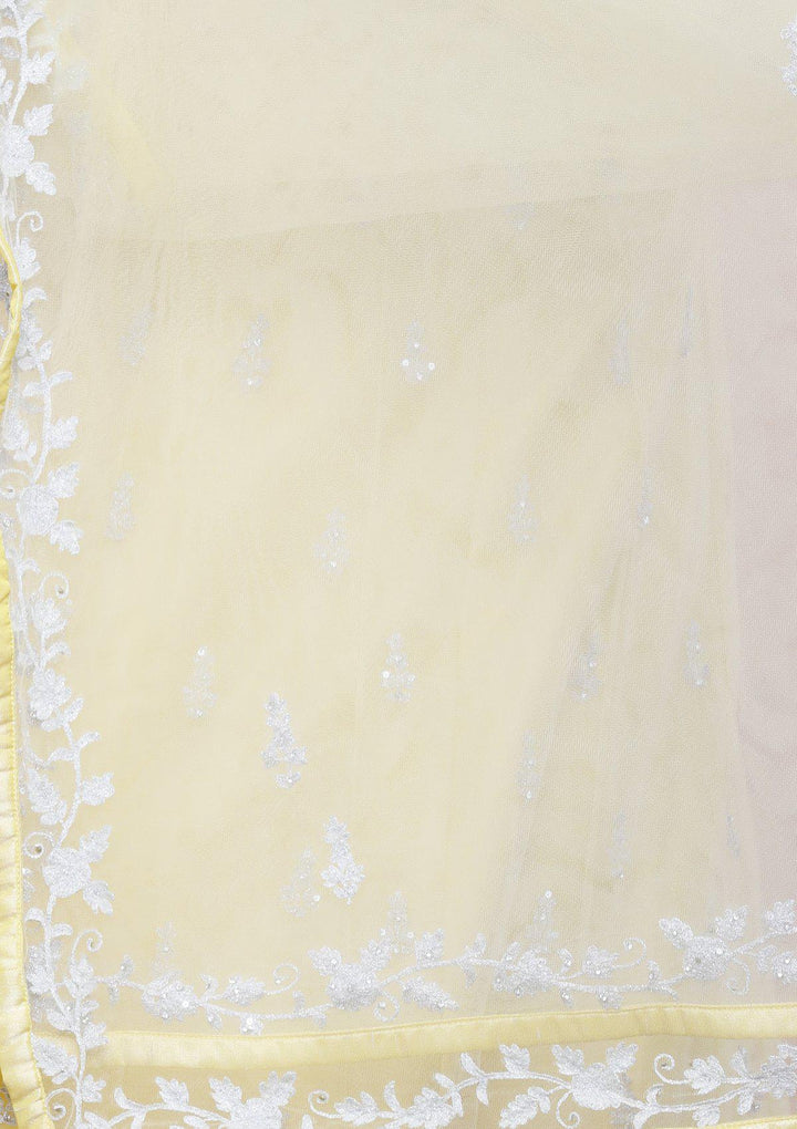 koskii lemon yellow thread work bridal lehenga-Koskii