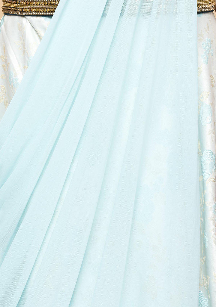 koskii arctic blue fusion lehenga-Koskii